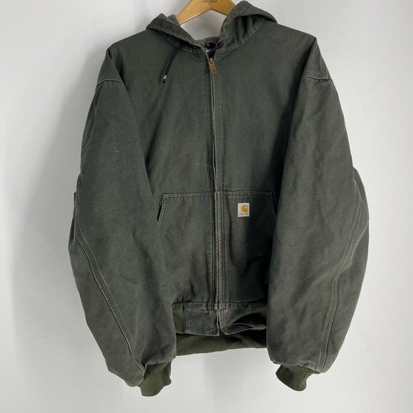 Carhartt Other - Carhartt Coat Men 2XL VTG Green Work Bomber Zip Up Quilted Linen Winter Jacket